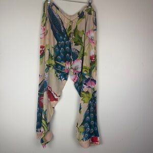 ONE HUNDRED STARS Peacocks and Poppies Print Pants
